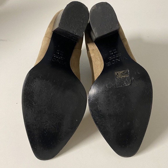 Vince Edith Ankle Boot Bootie Suede Taupe Chelsea Stretch Panel Block He… - Picture 9 of 9